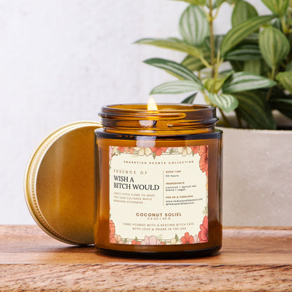 wish a bitch would - amber jar candle | snarkyish scents