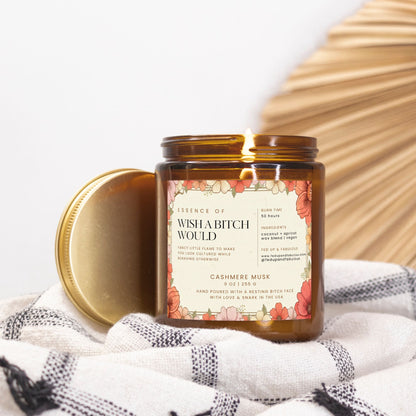 wish a bitch would - amber jar candle | snarkyish scents